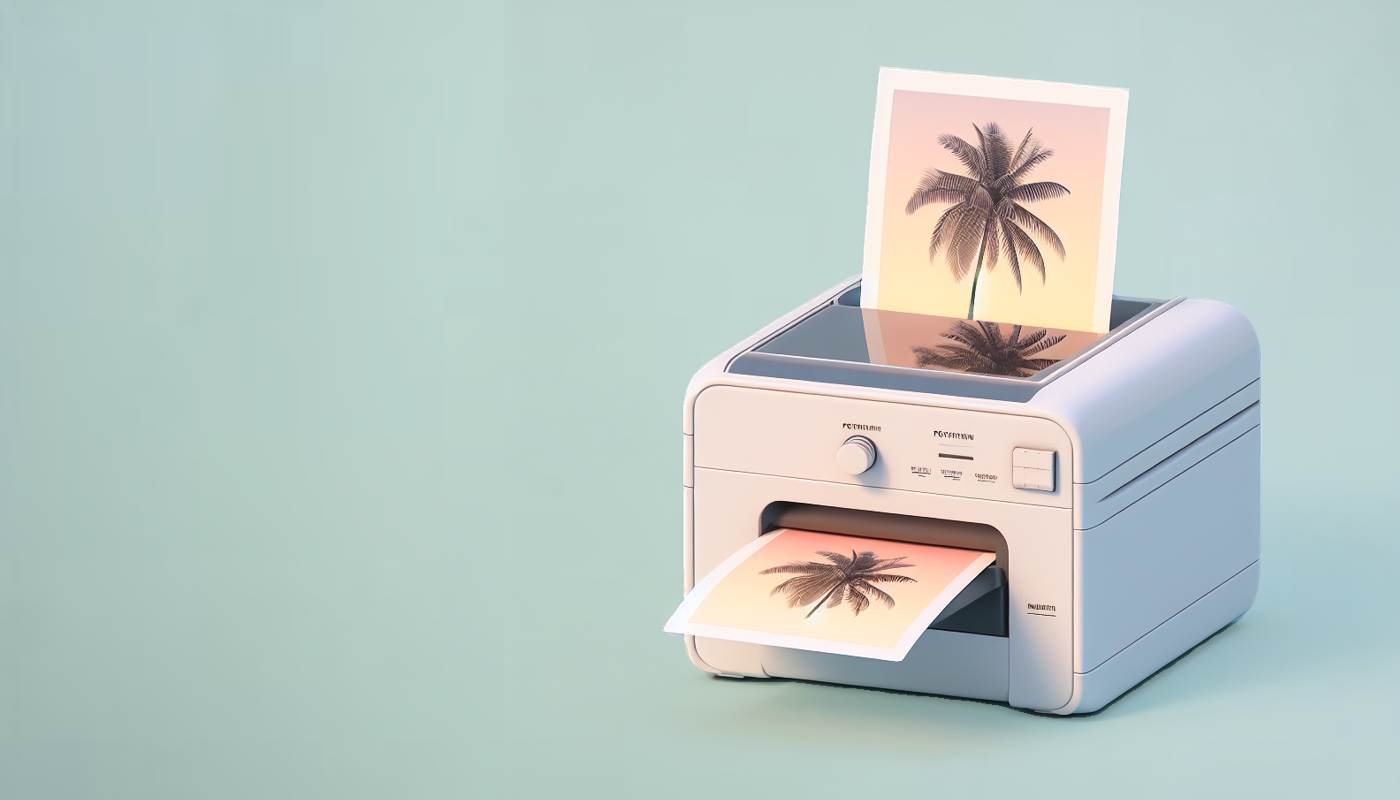 AI generated image optimizer, that looks like a printer printing out smaller photo of palm tree